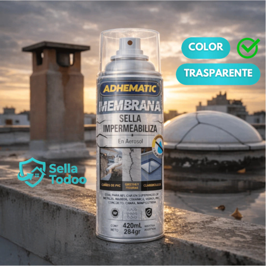 ADHEMATIC Spray Sellador Impermeable ¡Adios goteras y grietas sella todoo!