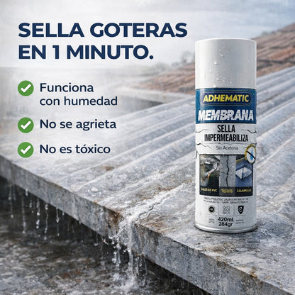 ADHEMATIC Spray Sellador Impermeable ¡Adios goteras y grietas sella todoo!