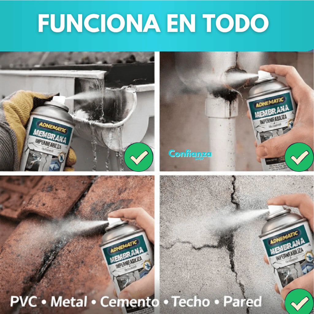 ADHEMATIC Spray Sellador Impermeable ¡Adios goteras y grietas sella todoo!